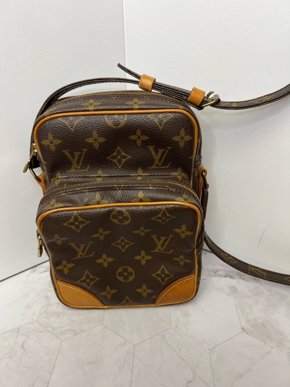 Louis Vuitton Monogram Amazone Dual-Zip Crossbody with Tan Trim